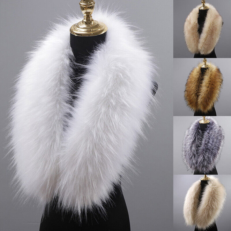 Women Winter Warm Fluffy Collar Scarf Faux Fox Fur Shawl Neck Warmer Wraps Stole