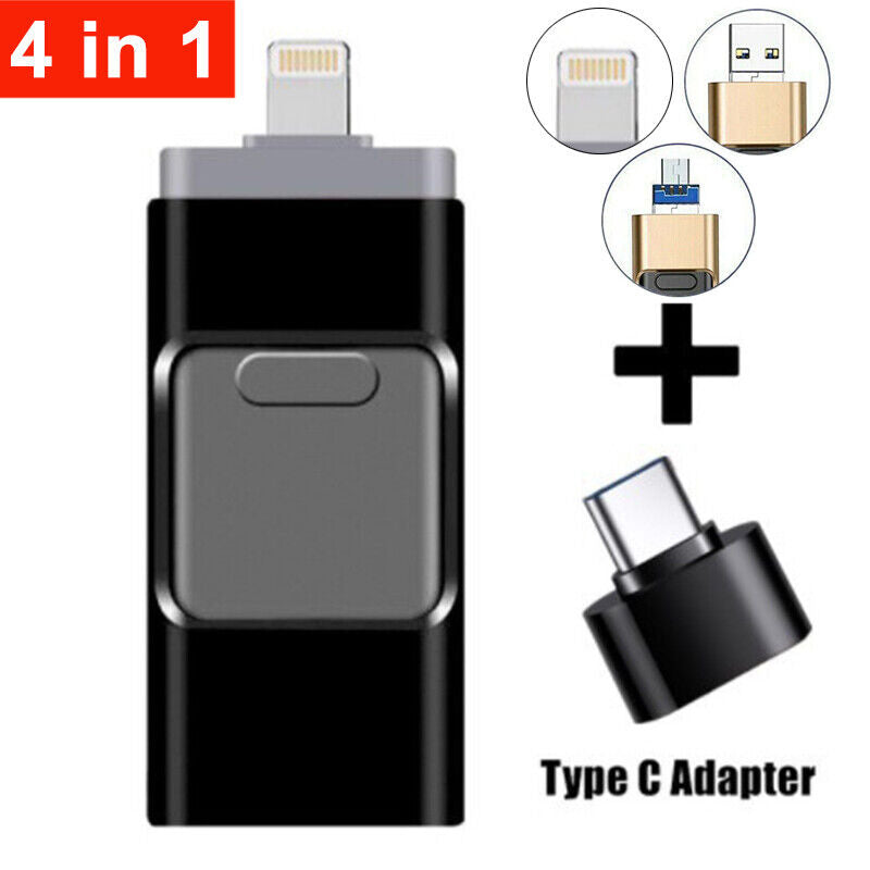 4 in 1 2TB USB 3.0 Flash Drive Memory Photo Stick for iPhone Android iPad Type C