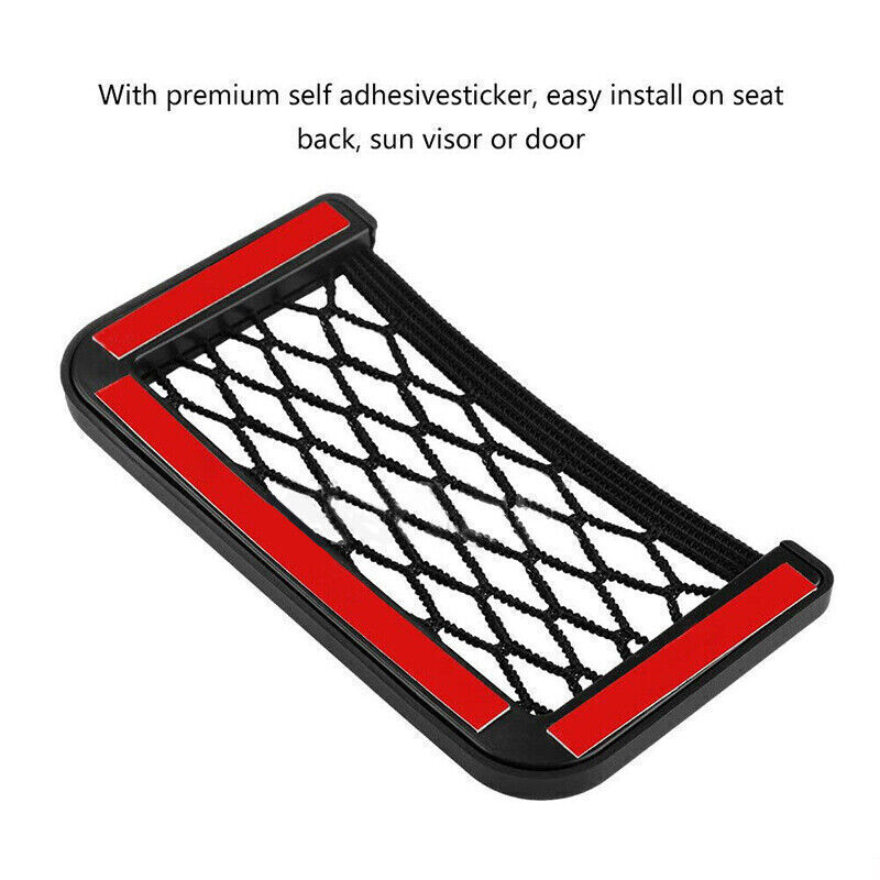 2x Medium Car Mesh Storage Holder Adhesive Net Pocket Phone Bag Card Black Truck