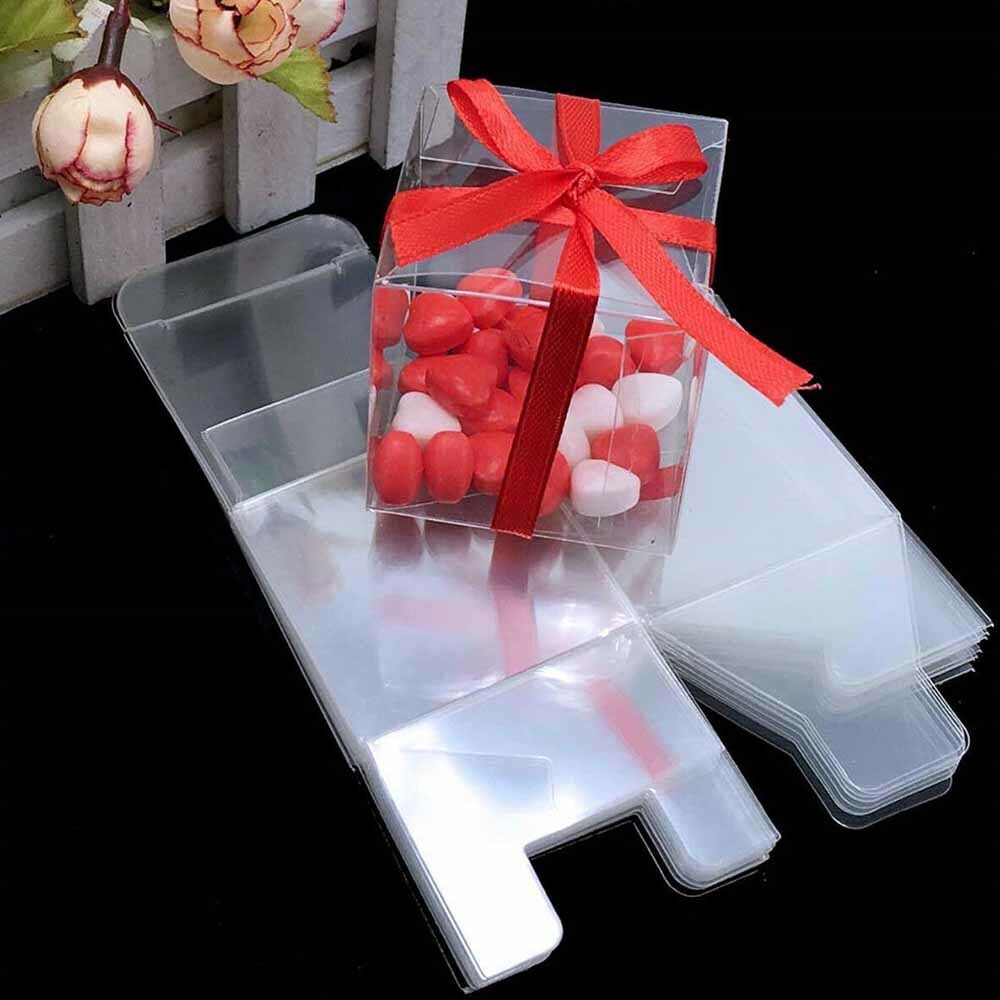 Up To 50X Clear Macaron Square Boxes Bomboniere Wedding Favour Baby 5x5x5 cm