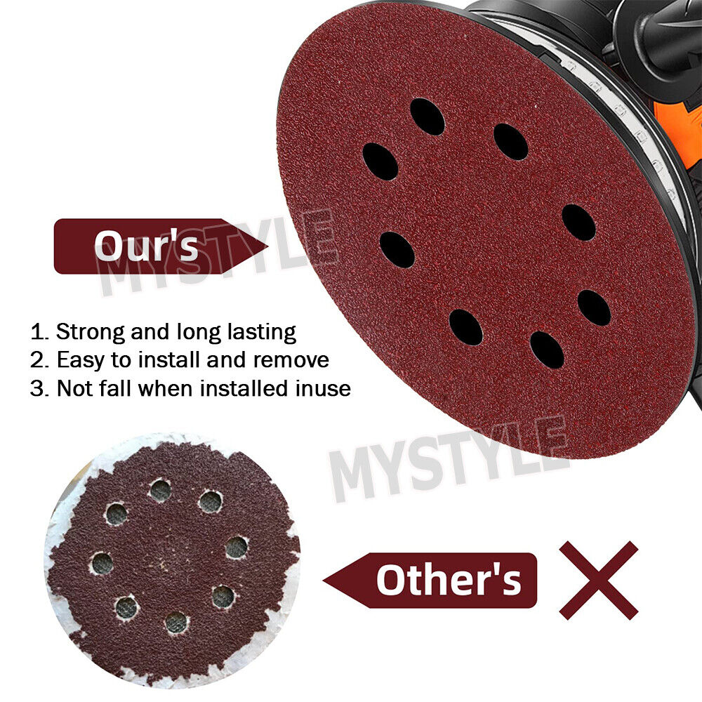 Sanding Discs 125mm 5" 8-Hole  Grit Orbital Sander Pads Sandpaper