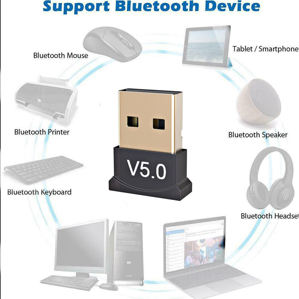 USB Mini Wireless Bluetooth V5.0 Dongle Adapter Receiver PC Win 7 8 10 XP VISTA