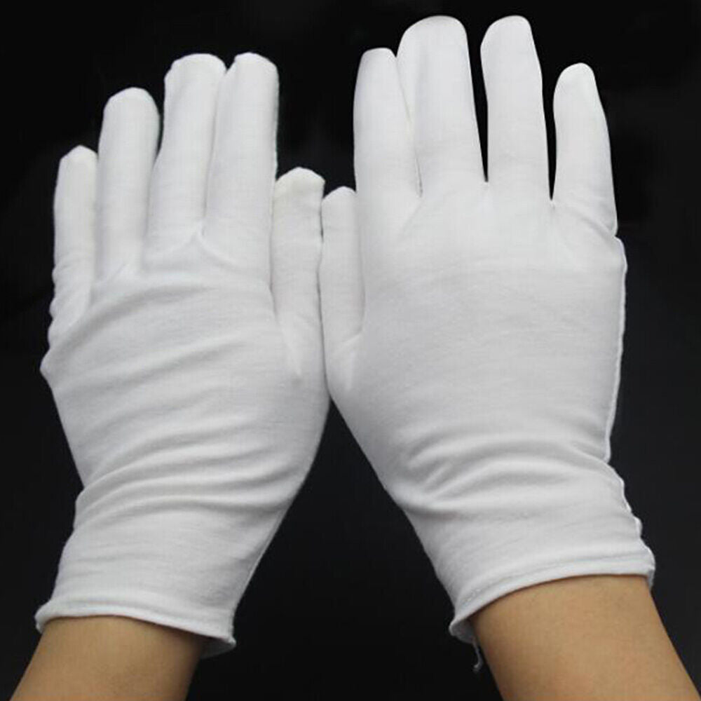 3 Pairs Handling Work Hands Protector Soft Costume Jewellery Cotton White Gloves