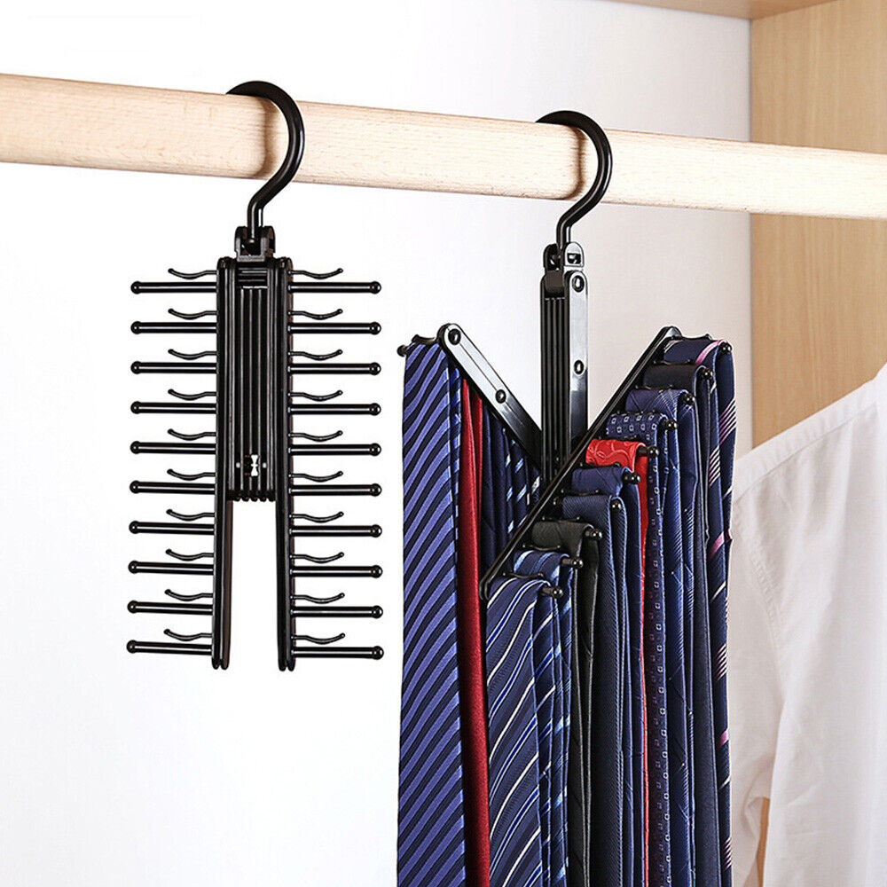 360 Rotating Compact Home Hanger NEW Rack Holder Adjustable Belt Scarf 20 Tie