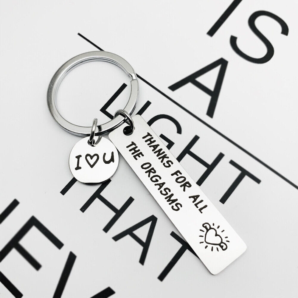 2xTHANKS FOR ALL THE ORGASMS FUNNY FRIENDS COUPLE GIFT KEY RING KEYCHAIN KEYRING