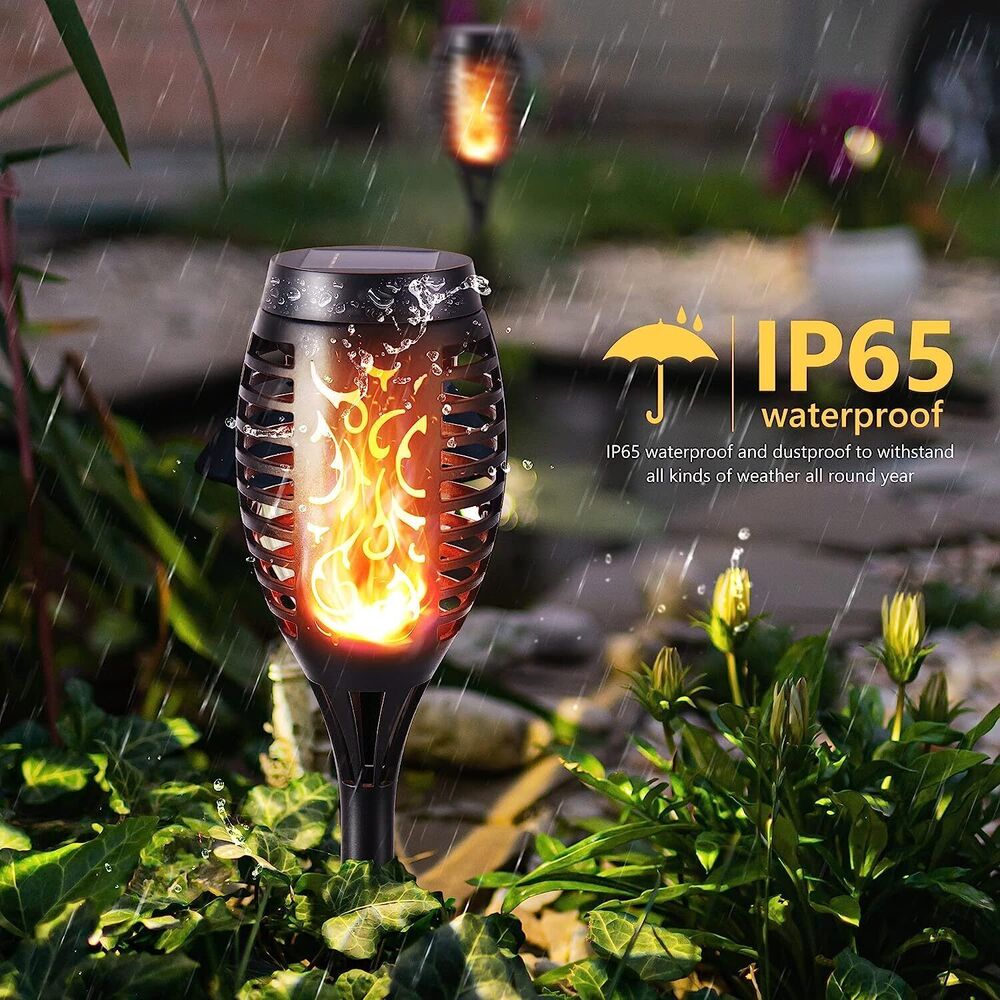 6PCS 12LED Flickering landscape Lamp Dancing Fire Flame Solar Torch Garden Light