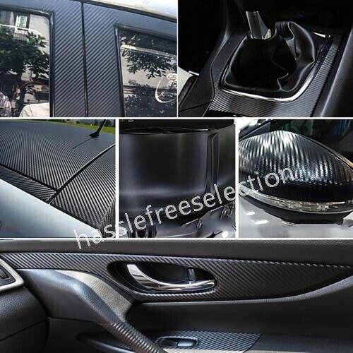 50x151cm 4D Gloss Black Carbon Fibre Car Vinyl Wrap Film Air Release Fiber DIY