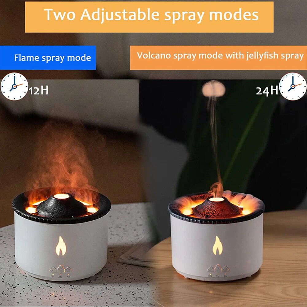 360ml Humidifier Essential Oil Diffuser Volcano Flame Style Remote Hotels Home