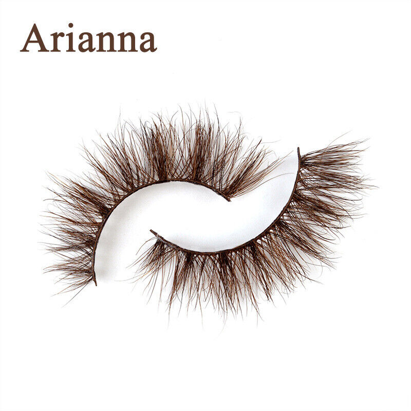 3D Mink Fake Lashes Natural Brown False Colored Eyelashes Thick Long Wispies