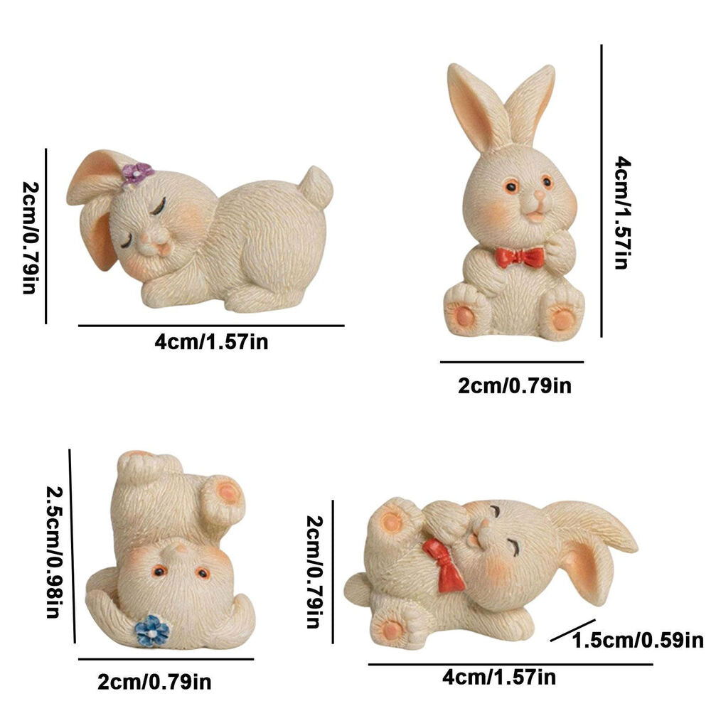 4pcs Mini Easter Rabbit Resin Figurine for Home Garden Lawn Yard Decorations