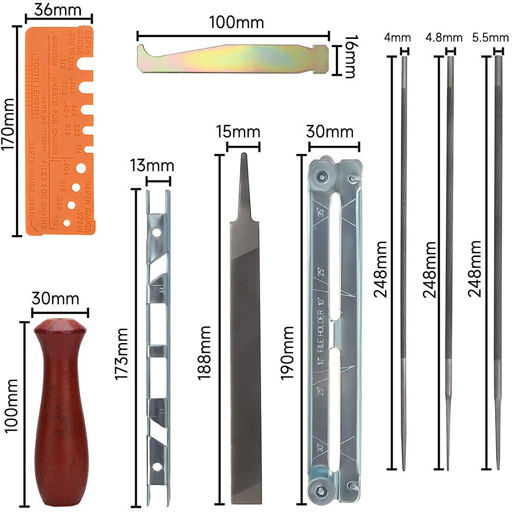 10PCS Chainsaw Files Filing Tool Chain Sharpener for Stihl Sharpen Saw File set