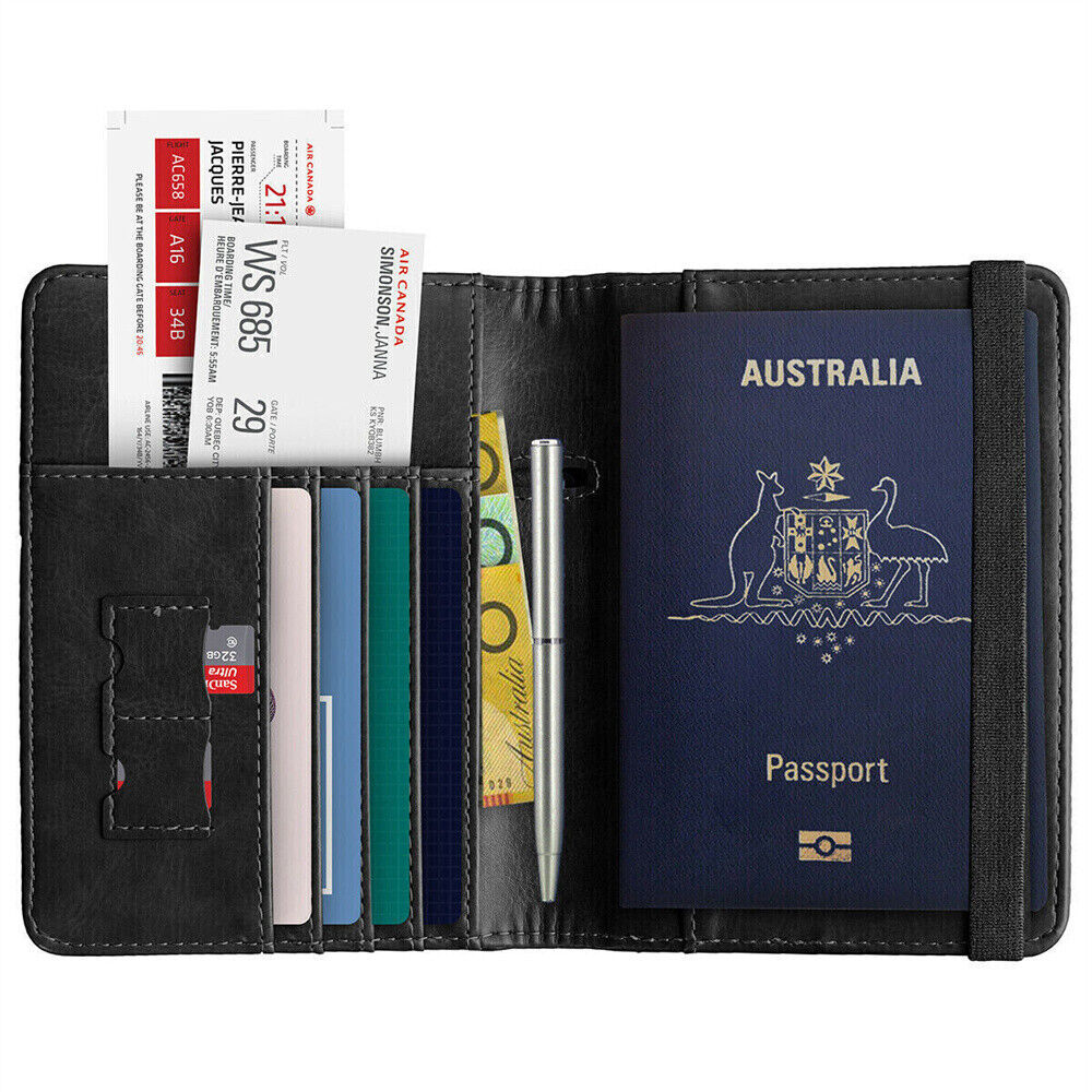 Travel Passport ID Card Wallet Holder Cover RFID Blocking Leather Purse Case