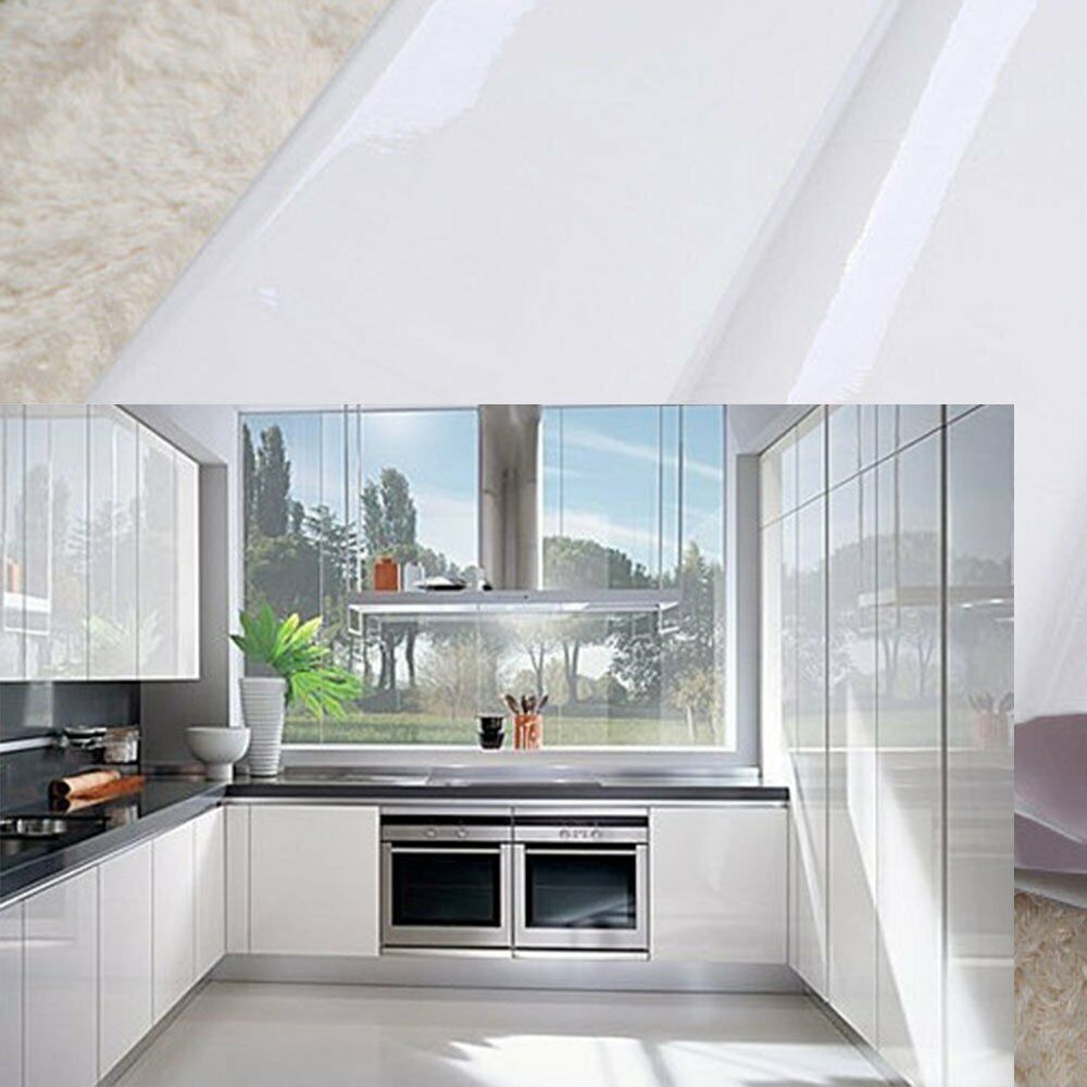 Glossy Vinyl Self Adhesive Kitchen Cupboard Door Drawer Wardrobe Cover PVC Film