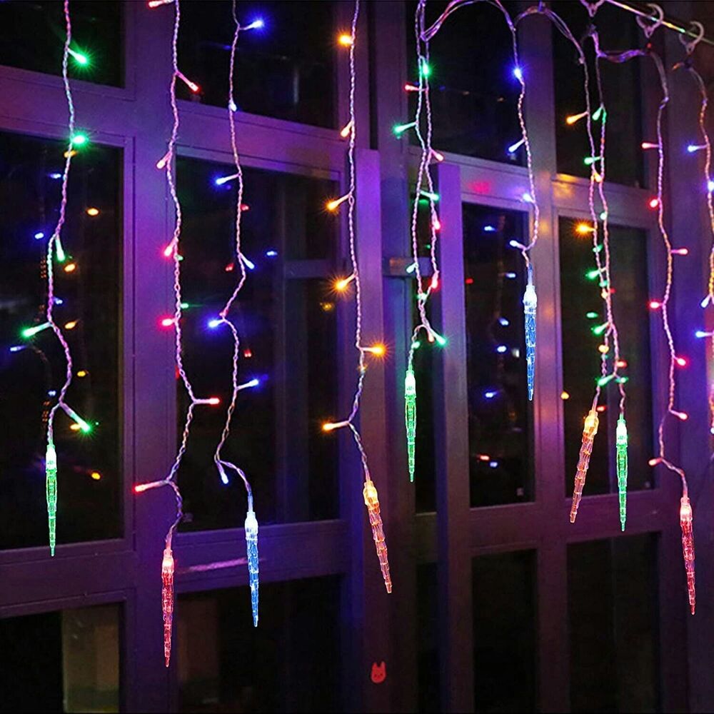 LED Icicle Falling Rain Curtain Fairy String Lights Outdoor Christmas Xmas Party