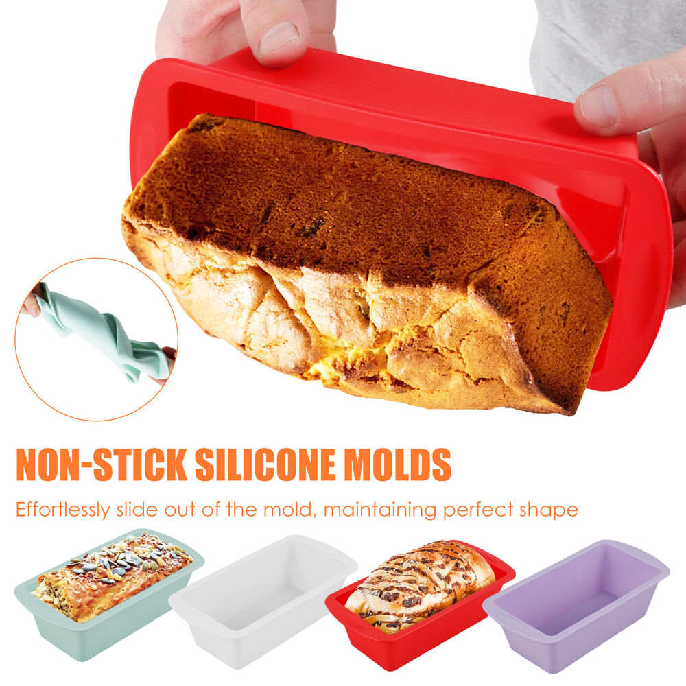 4Pcs Silicone Bread Loaf Pan Non Stick Loaf Baking Mold Heat Resistant