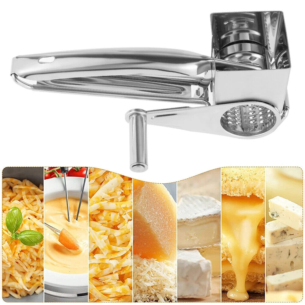 4 Set Multifunction Rotary Cheese Grater Hand Held Cut Slicer Stainless Steel