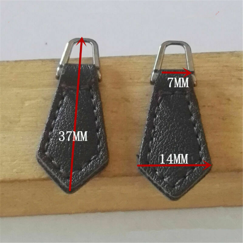 10Pcs PU Leather Zipper Tags Fixer Pull Tab Replacement DIY Wallet Purse Bags