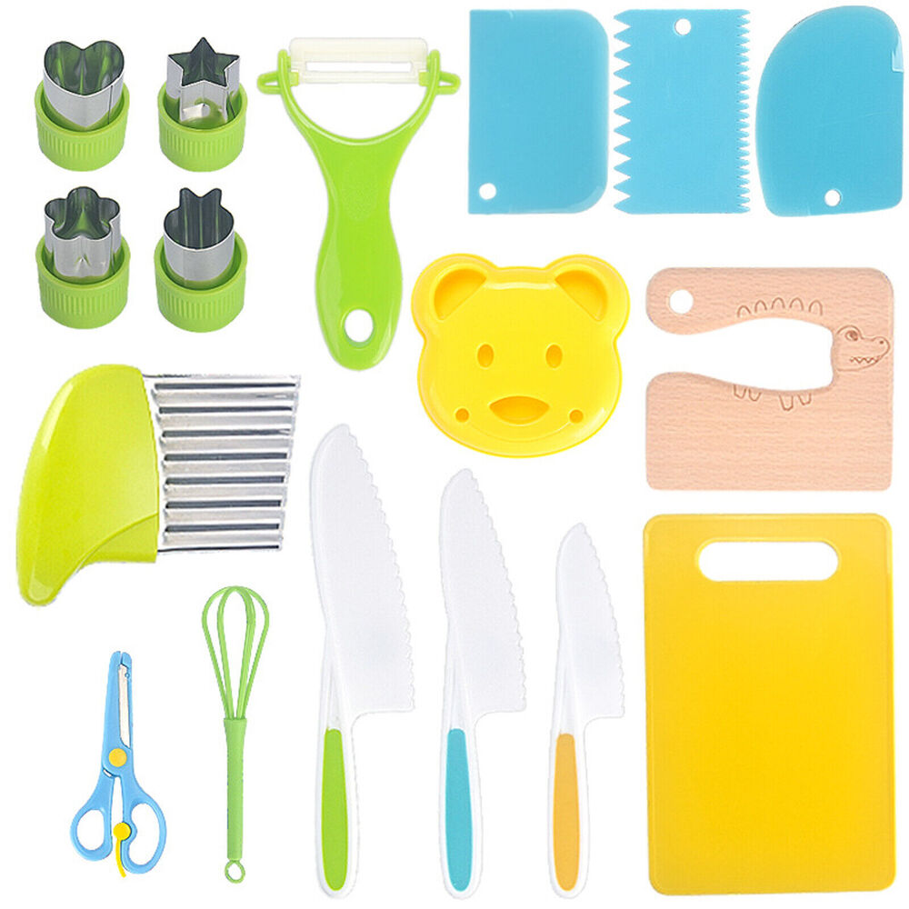 Kids Montessori Kitchen Tools Real-Toddler Safe Knives Set Perfect for Picnics