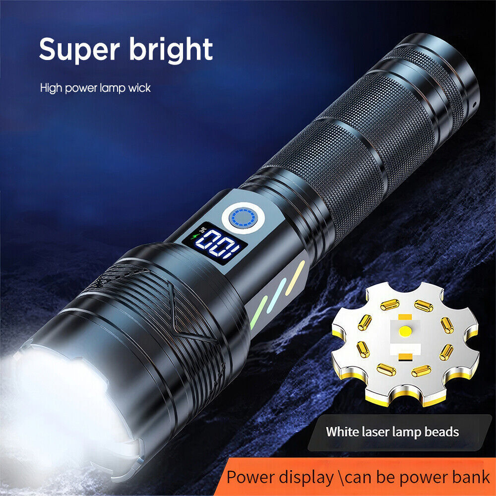 4000LM LED Flashlight Zoom Light Super Bright Torch USB Rechargeable Lamp