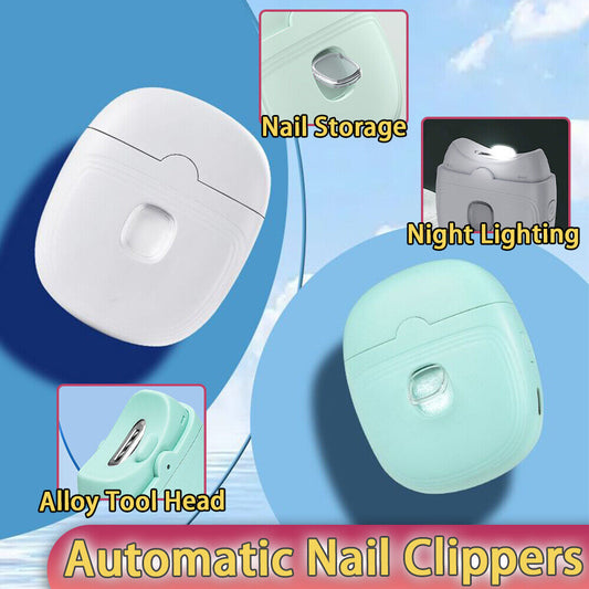 USB Electric Fingernail Clippers Automatic W/ Light Trimmer Nail Cutter Manicure
