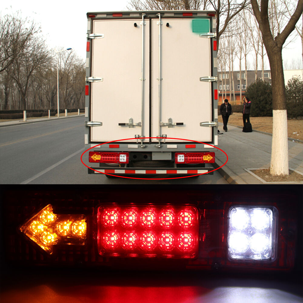 2x Universal 12V 4WD 19Led Caravan Truck Rear Tail Lights Indicator Lamp 30X8.5CM