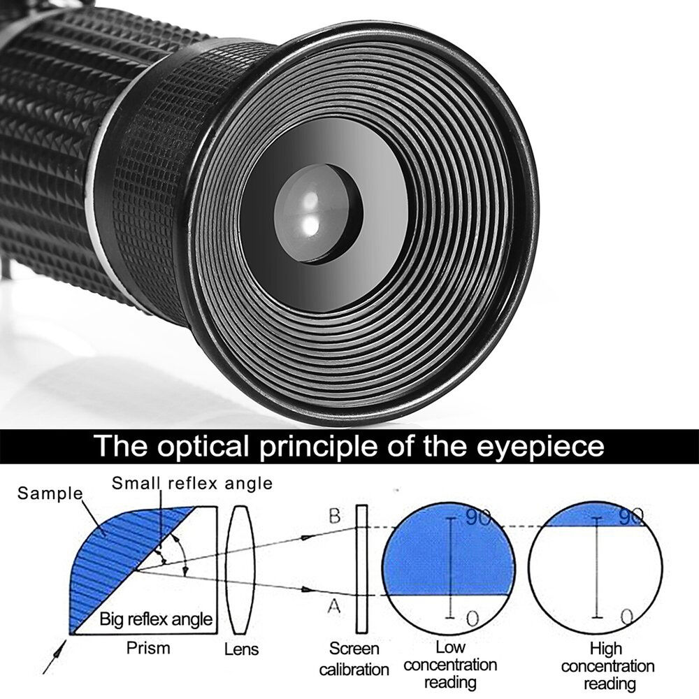 Portable Handheld 0-90% Brix Refractometer Sugar Content Measurement Test Meter