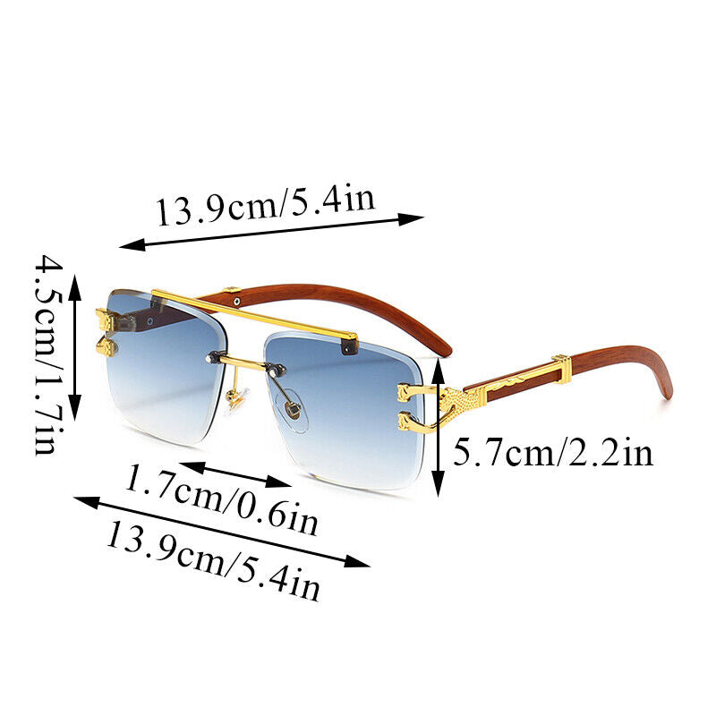 Men Rimless Gold Frame Elegant Hip Hop Square Clear Lens Retro Fashion Glasses