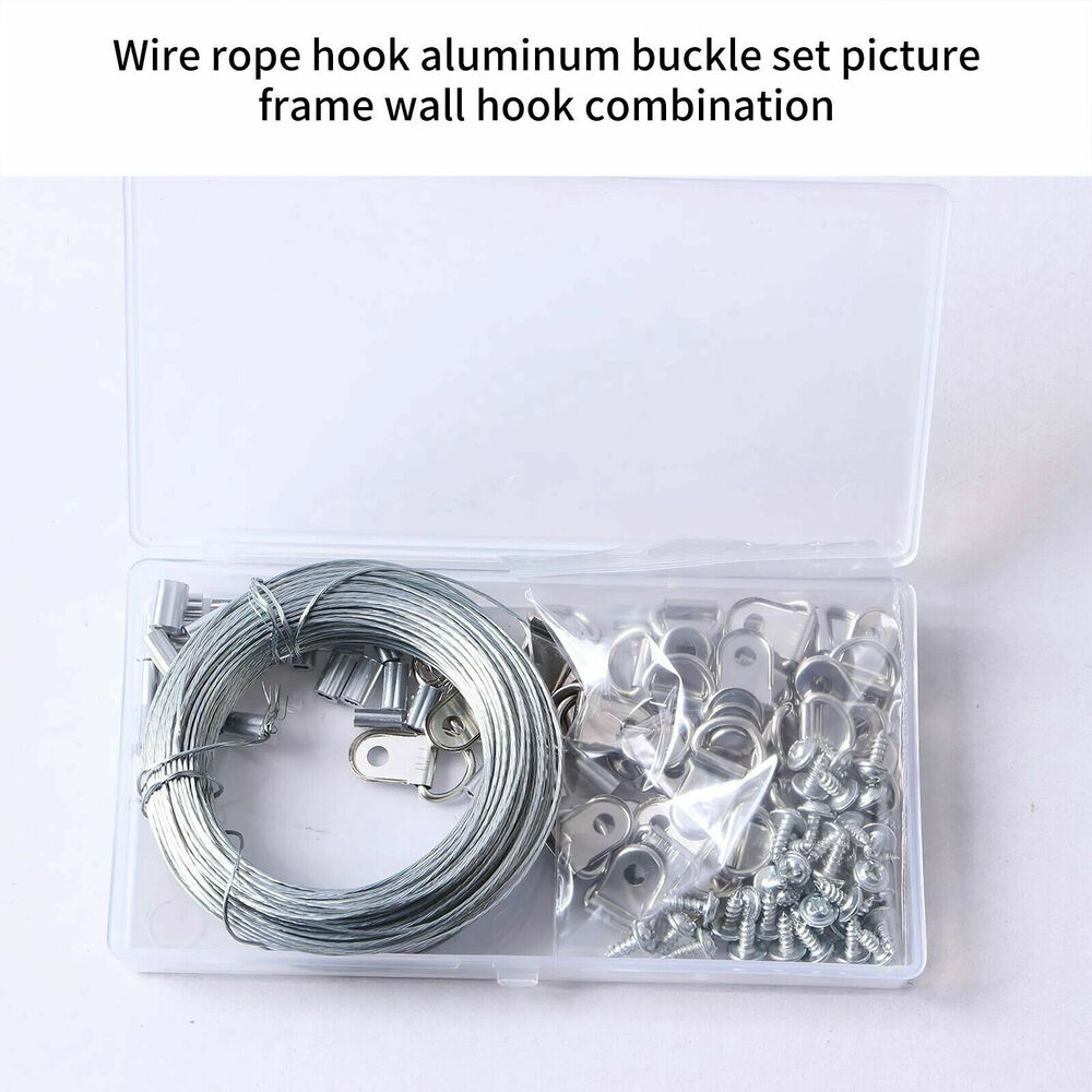 Picture Hangers Hooks 30M Wire Photo Frame Hanging Kit D Ring Stainless Steel