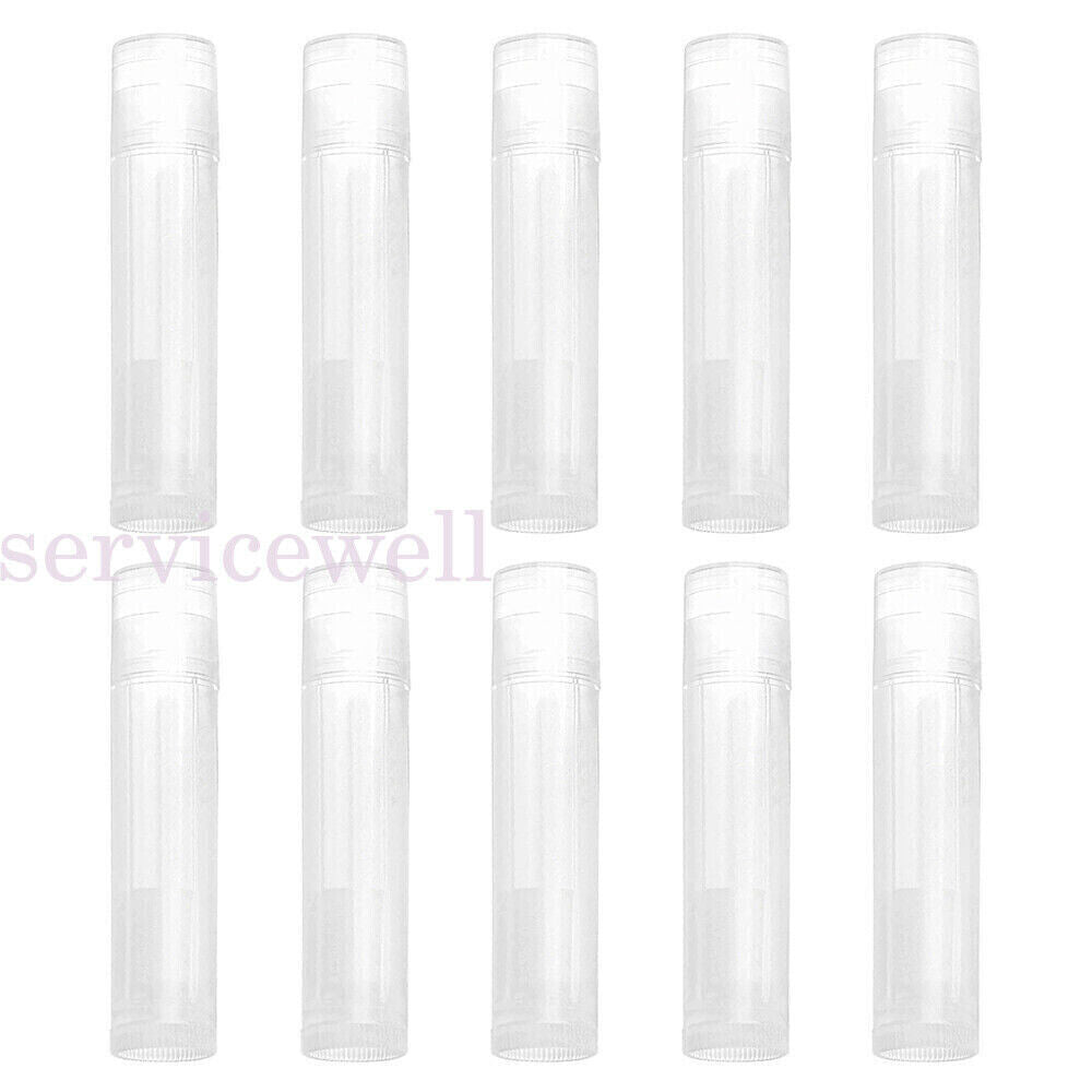 50x Clear Lip Balm Tubes Caps 5g Transparent Empty Lipstick Container