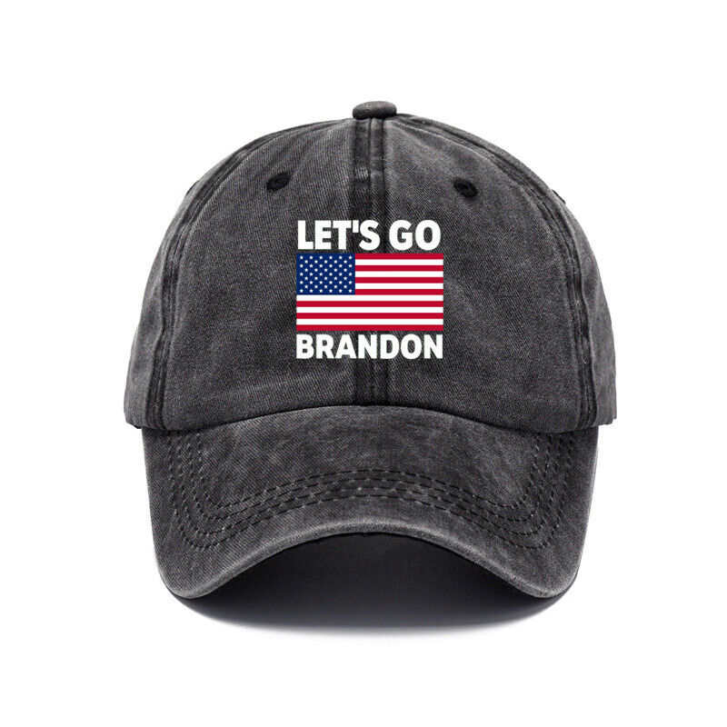 Men Let's Go Brandon Embroidered Adjustable Trump Baseball Cap Hat Flag Banner