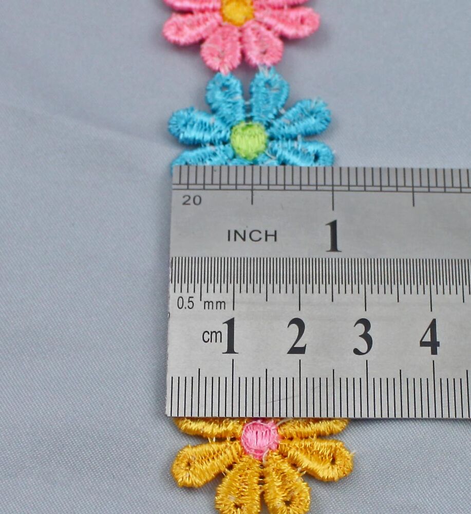 3Yard Colourful Daisy Flower Venice Venise Lace Applique Sewing Trims Doll Trim