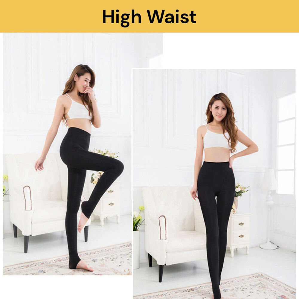 Women Winter Thick Warm Fleece Lined Blend Thermal Stretchy Leggings Long Pants