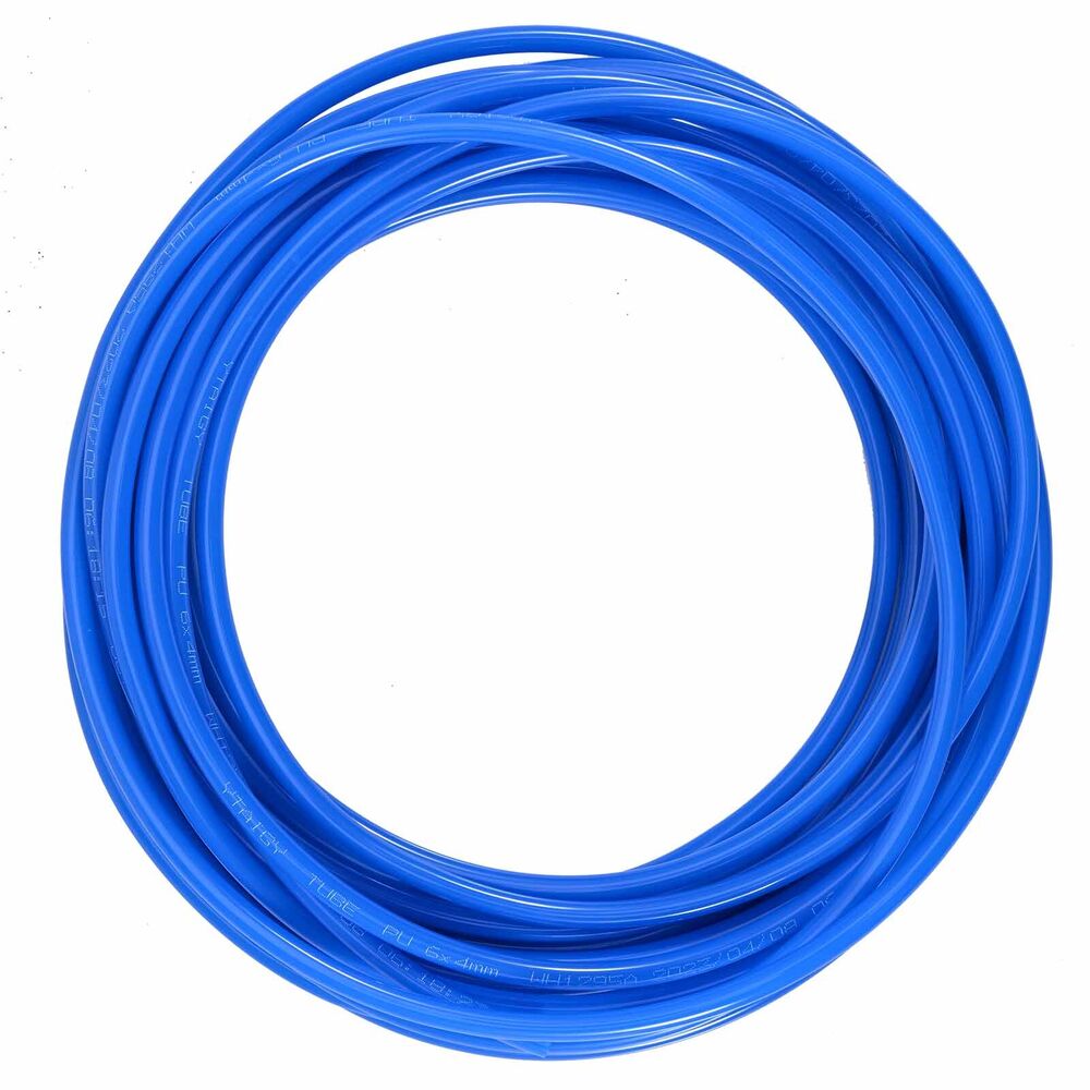 10M 6mm OD 4mm ID PU Air Hose Pipe Tube Blue with Connect Fitting Kit