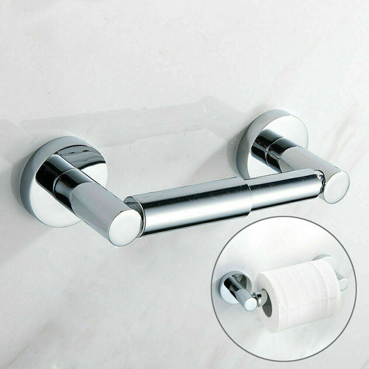 Wall Mounted Toilet Roll Holder Bar Tissue Paper Stand Bathroom Storage Chrome