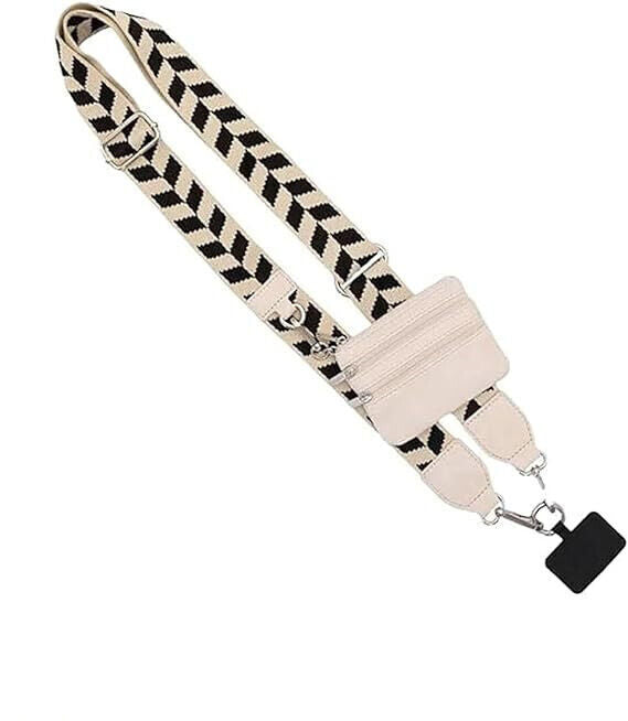 Phone Strap with Zippered Pouch,Clip and Go Strap for Phone with Wallet Crossbod