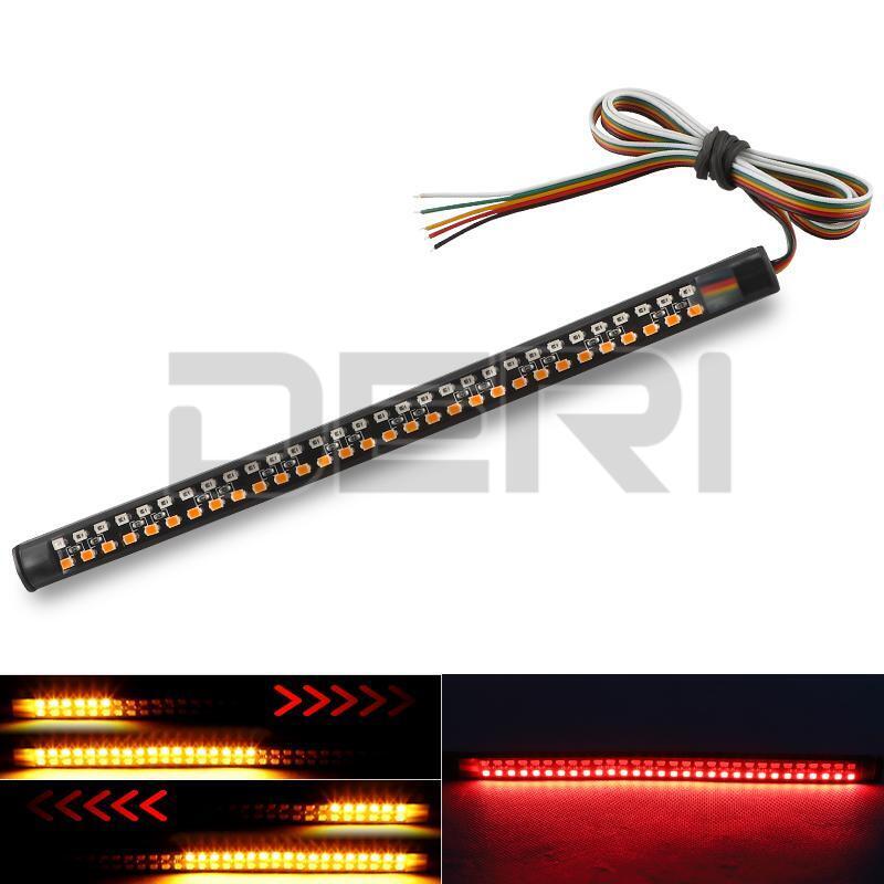 2x Flexible LED Motorcycle Light Strip Rear Tail Brake Stop Flowing Turn Signal