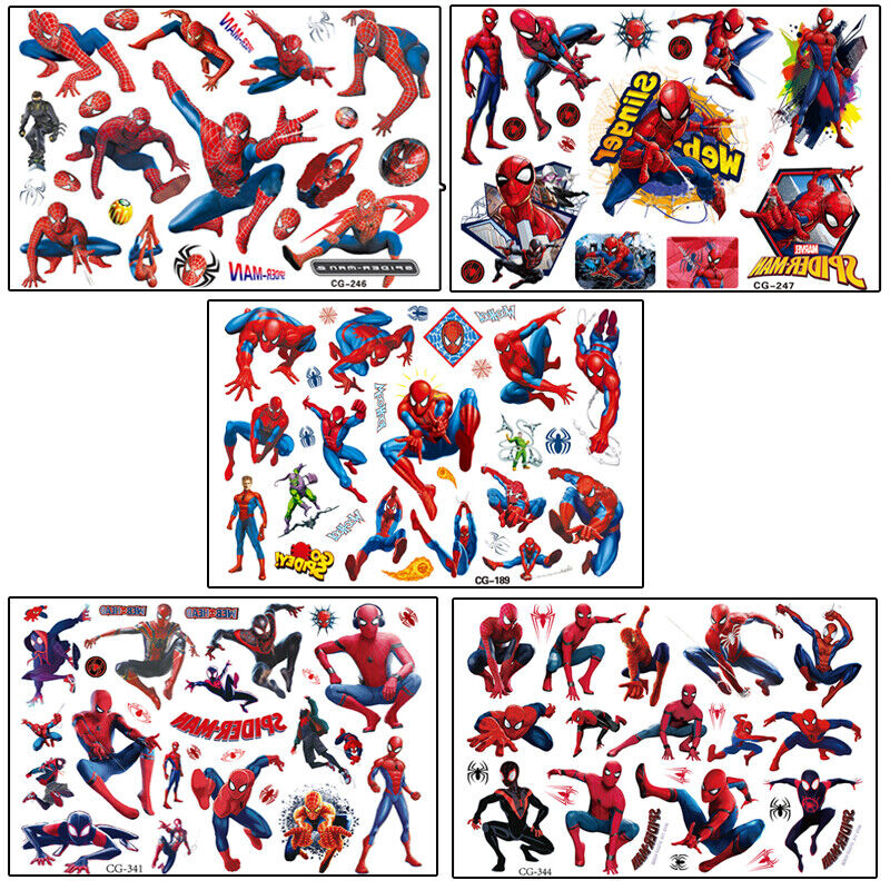 Kids Tattoo Sticker Super Hero Temporary Spiderman Cartoon Supplies Body Art