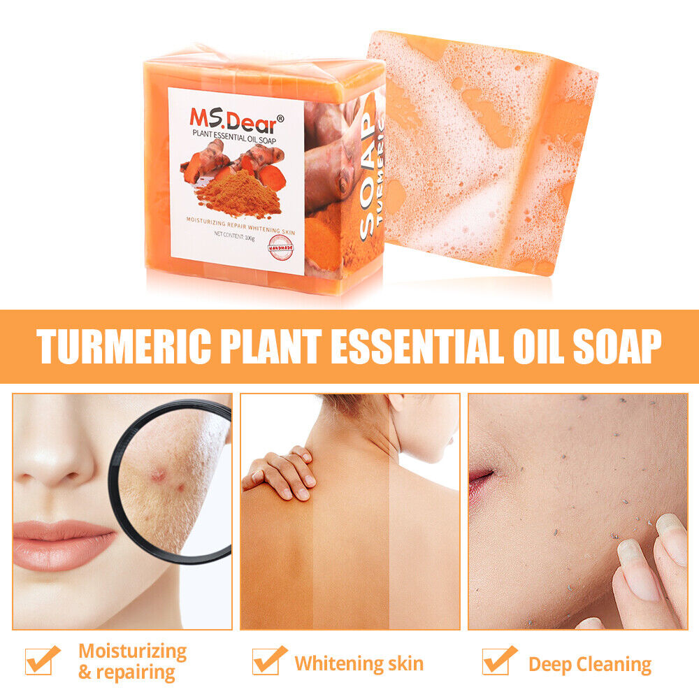 2Pcs Tumeric Soap Skin Whitening Dark Spots lightening Acne Brightening Turmeric