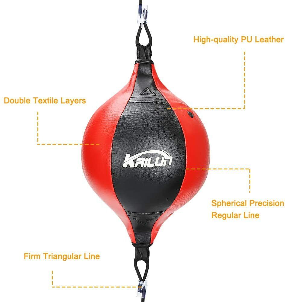 Speed Ball Boxing Floor to Ceiling PU Double End Punching Training Bag Black Red