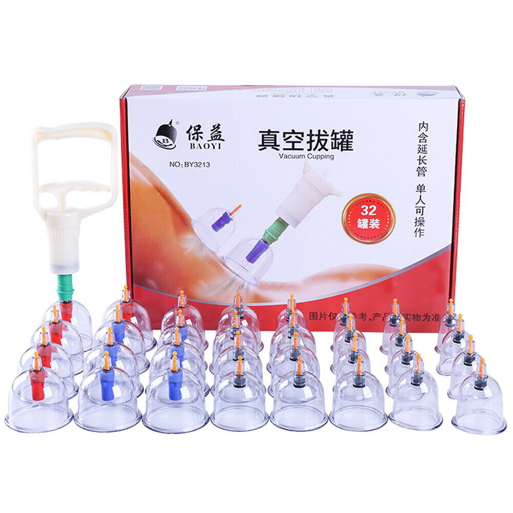 32 Cups Set Vacuum Cupping Suction Massager Kit Massage Acupuncture Pain Relief