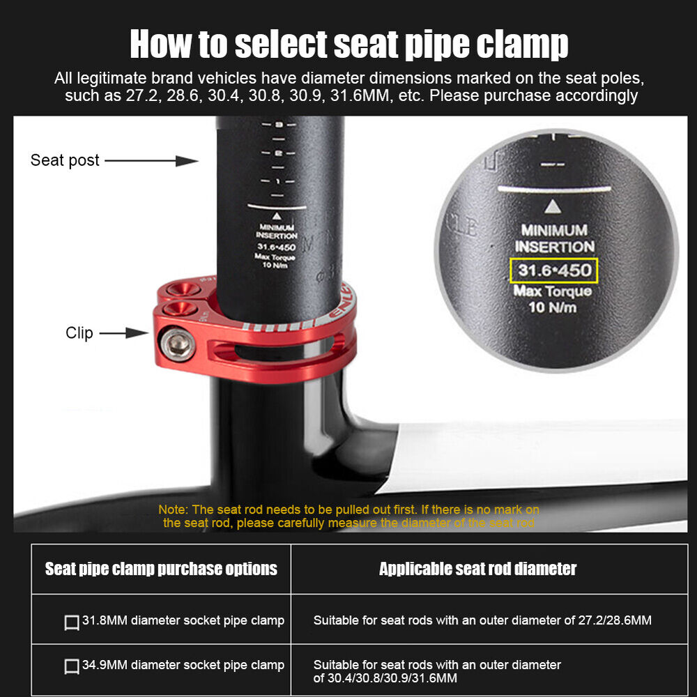 OZ ENLEE Seat Pipe Clamp 31.8mm/34.9mm Seat Tube Clamp Lightweight Bike Accessor