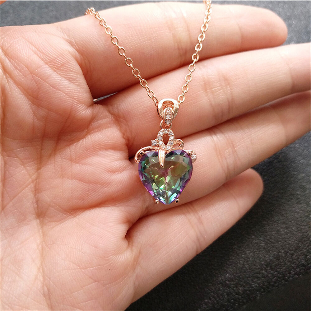 Heart Mystic Pendant Alloy Necklace Choker Chain For Women Wedding Jewelry Charm