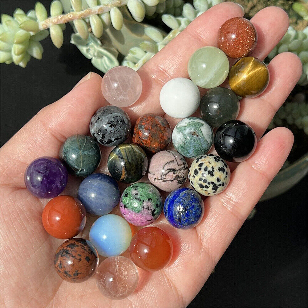 10pcs Natural Mixed Sphere Quartz Crystal Carved Gem Ball Reiki Healing 15mm