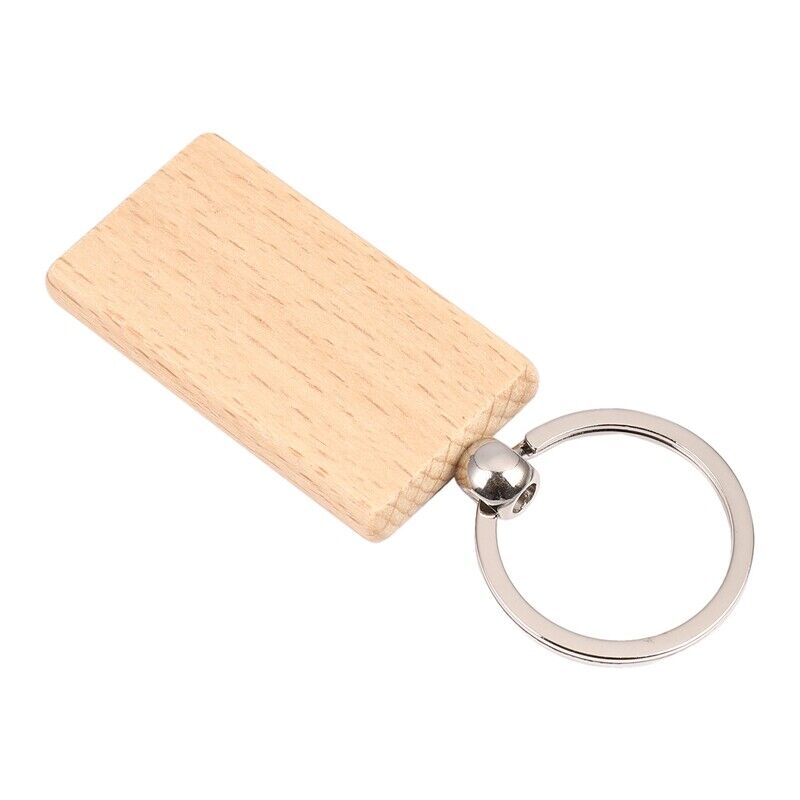 10pcs Blank Rectangle Wooden Key Chain DIY Wood Keyrings Key Tags Friends Gifts