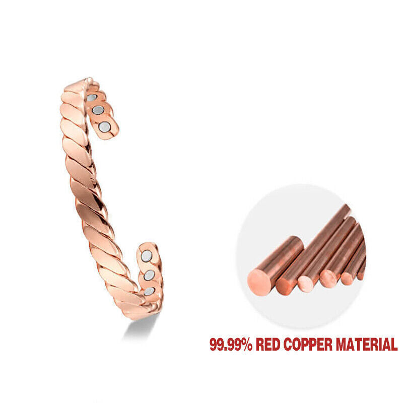 Men Women Copper Magnetic Bracelet Therapy Relief Arthritis Pain Healing Bangle