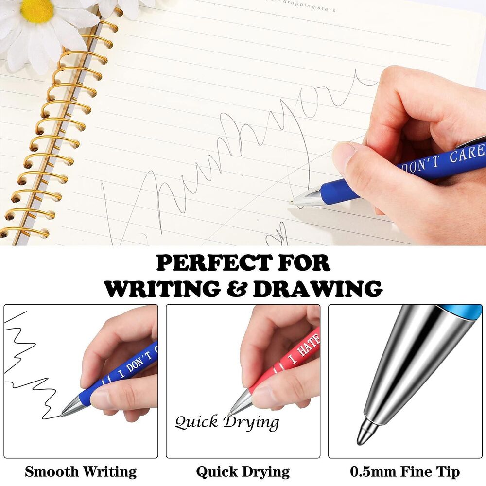 1 set New Funny Pens Swear Word Pen Set Black Ink Writing Pen Funny Office Diary Gift