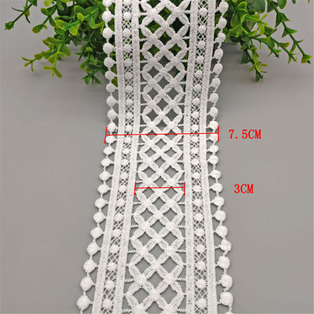 1 Yard Black White Hollow Floral Embroidered Lace Trim Ribbon DIY Apparel Sewing