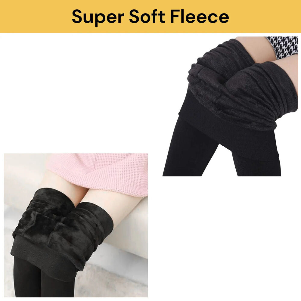 Women Winter Thick Warm Fleece Lined Blend Thermal Stretchy Leggings Long Pants