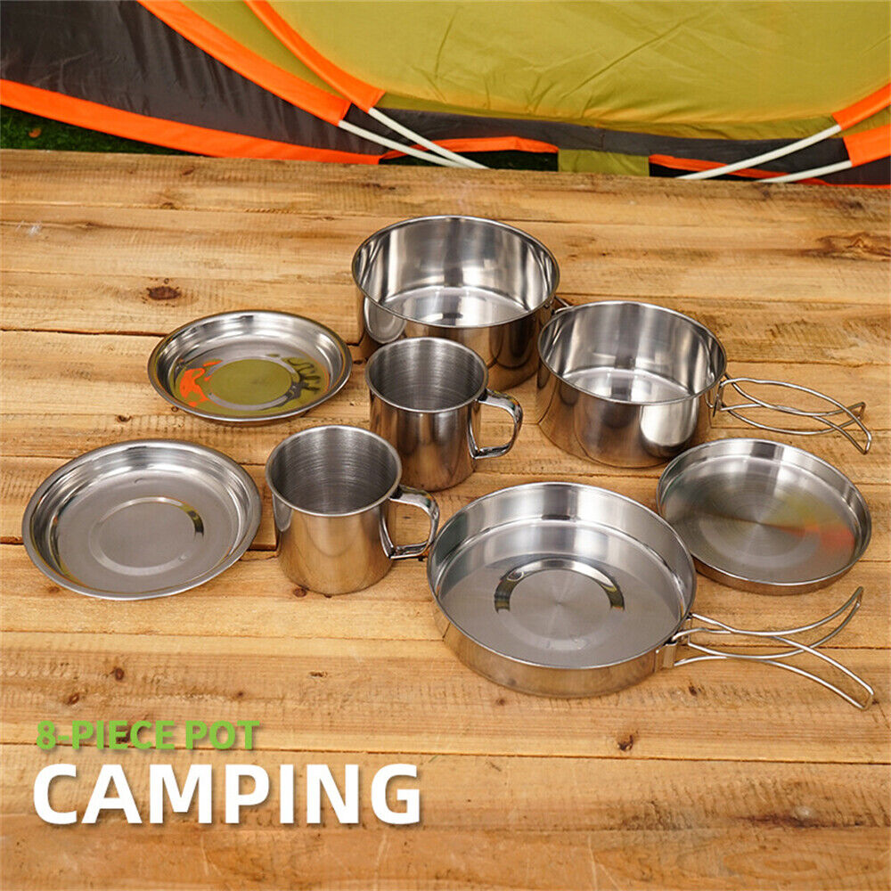 Outdoor Portable Camping Cookware Set Hiking Cooking Pot Gas Stove Tableware Kit