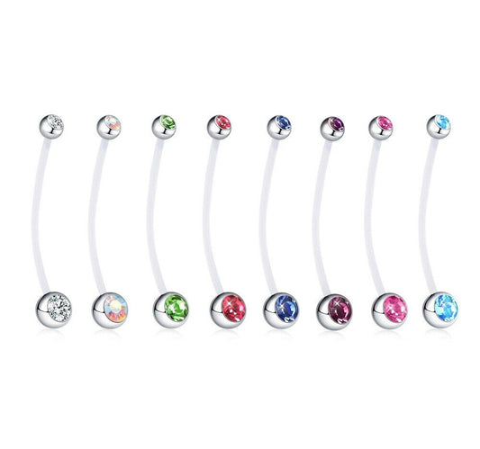 Maternity Pregnancy Belly Button Bar Navel Ring Body Piercing Jewellery Crystal